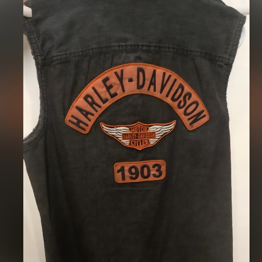 Harley-Davidson Black and Orange Women's Top